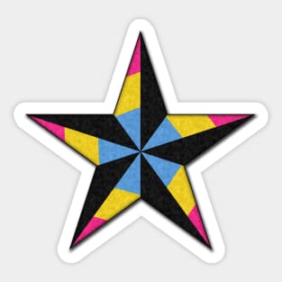 Pansexual Pride Flag Colored Nautical Star Sticker